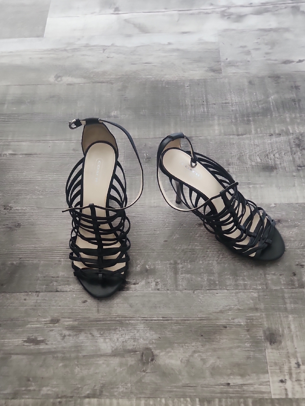 Coach Black Ankle Strap Heels